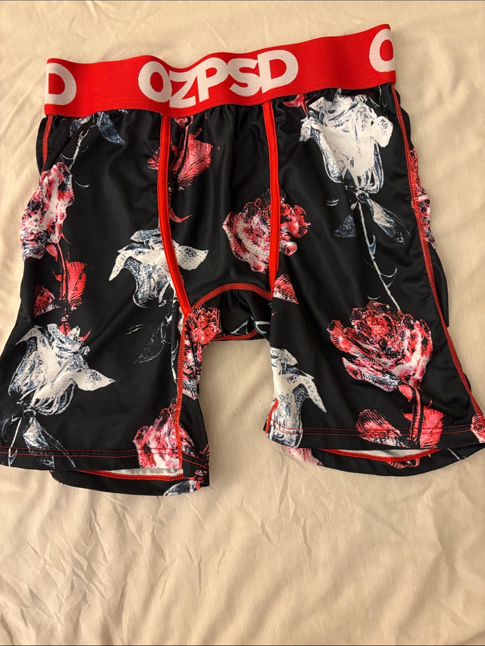 OZPSD Floral Compression Boxer Briefs in Black & Red